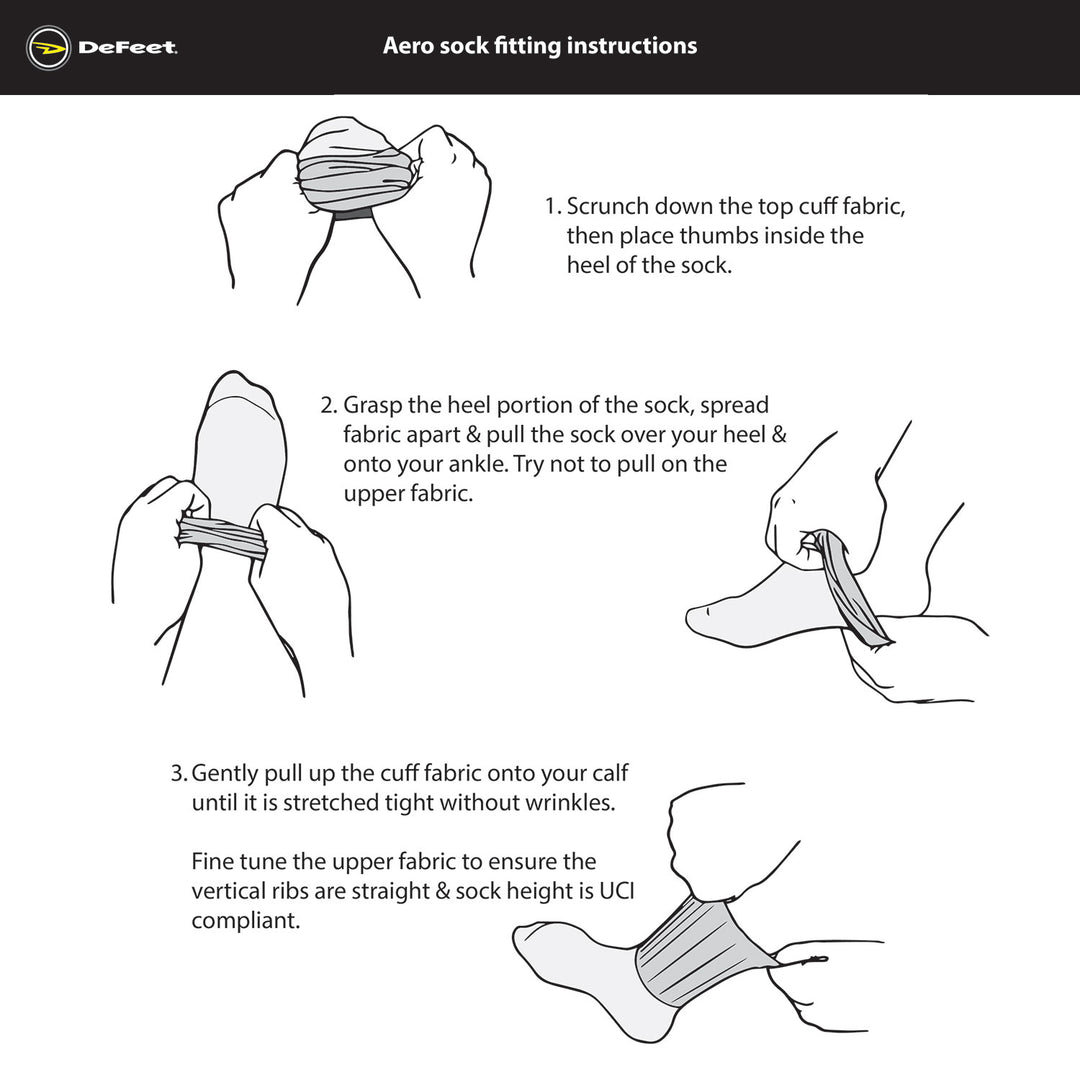 how to put on the Evo Jet aero cycling sock